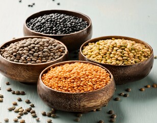 Obraz premium black green yellow and brown lentils