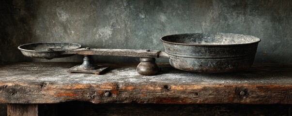 Old Rustic Balance Scale, Flour Dust