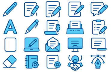 Writing Icons for Education & UI – Clean Line Style for Notes, Docs & Publishing App. School dashboards, writing apps, and publishing tools. Minimal line icons with universal clarity and editable form