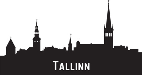Tallinn Estonia Skyline Silhouette Vector Illustration with Cityscape and Urban Landscape View