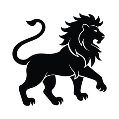 Vector art of majestic lion walking with a full mane, isolated