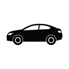 Fototapeta premium Vector art of black silhouette of a modern sedan car isolated