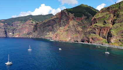 Rugged coastal cliffs meet the ocean