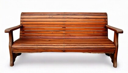 Wooden bench isolated on white background, classic furniture piece, simple design, natural material, clean lines, practical seating solution, timeless look, versatile usage, durable structure, elegant