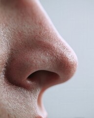 Fototapeta premium Close up of male nose skin. Close up of male nose skin showing natural texture and pores