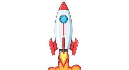 Rocket ship launch cartoon vector illustration