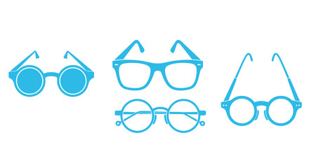 Blue glasses frames vector illustration eyewear set
