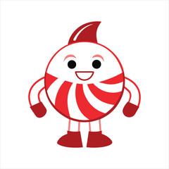  Cute Peppermint Candy Cartoon Mascot Vector Illustration