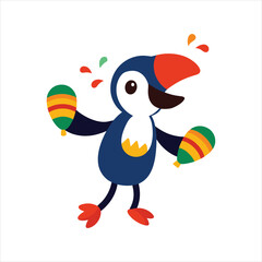 Dancing Toucan Cartoon Vector Art for Tropical Theme