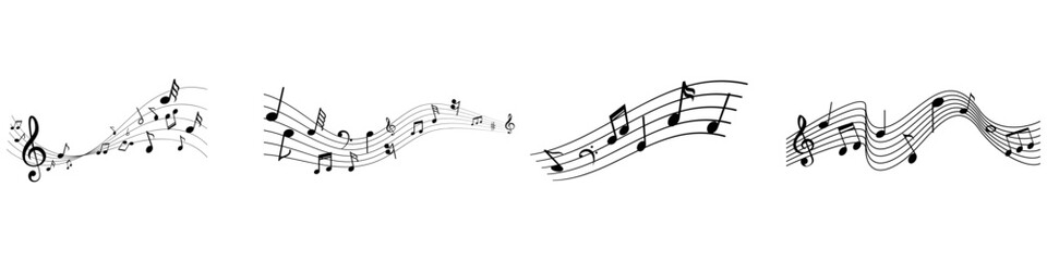 Sheet music icon vector set. solfeggio illustration sign collection. orchestra symbol. © Denys