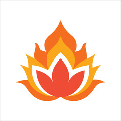Flaming Lotus Flower Vector Art Illustration