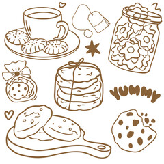 Cookies, tea, Xmas cookies set 