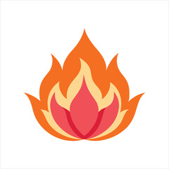 Lotus Flower with Flame Design Vector Artwork