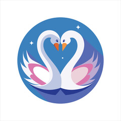 Romantic Swan Couple Vector Art Design