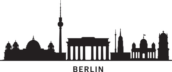 Fototapeta premium Berlin Skyline Silhouette Vector Illustration Depicting Cityscape with Famous Landmarks