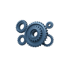 3D Cogwheel Gear PNG Illustration &ndash; Blue Metallic Gear Wheels &ndash; Isolated on Transparent Background PNG for Engineering & Technology Design