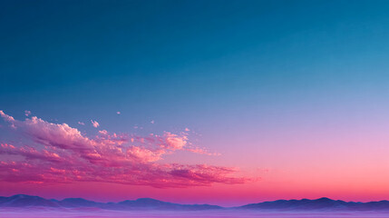 Vibrant sunset bursts with pink clouds over distant mountains, ideal for backgrounds, marketing, and web design.