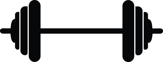 Black silhouette of a barbell dumbbell isolated on white background