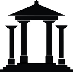 Obraz premium Classical temple silhouette with columns and pediment isolated on white background