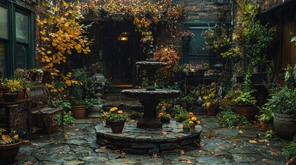 Obraz premium Rustic, Autumnal Courtyard Oasis