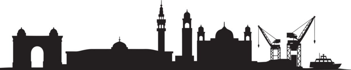 Detailed Silhouette of Alexandria Skyline Egypt Landmarks Cityscape Vector Illustration Design