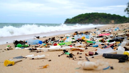 Plastic waste on a beach