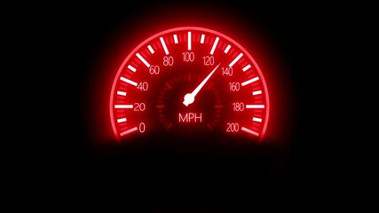 Neon HUD Speed Gauge Animation, Sci-Fi Speedometer Display Animated