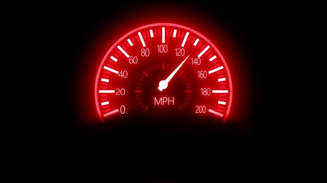Neon HUD Speed Gauge Animation, Sci-Fi Speedometer Display Animated