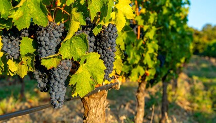 Fototapeta premium Grapes on vines in sunlight