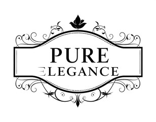 Ornate logo with the words "PURE ELEGANCE" in a decorative frame