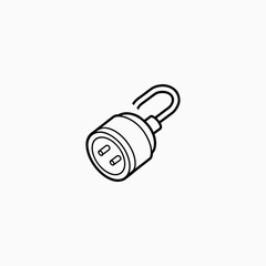Hand drawn electrical plug icon on white background