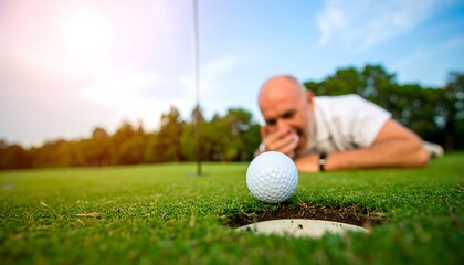 Man disappointed at missed golf shot