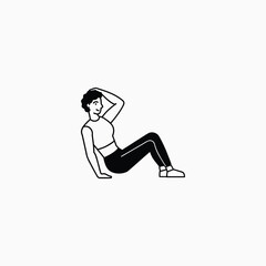 Woman doing sit-up exercise on white background fitness