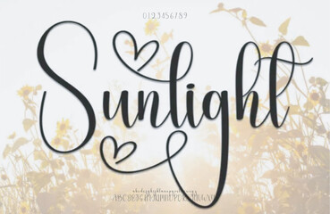 Sunlight Handwritten Script Font. sweet and friendly handwritten display font. Cute and fun, font ideal for writing wedding invitations, cards.  vector illustration