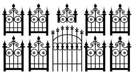Black wrought iron gate designs with ornamental details fence