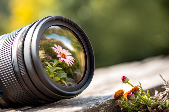 camera and flower, world photography day - Powered by Adobe