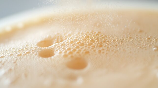 Close up macro texture of bubbles and foam on a light colored surface