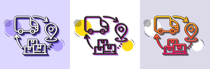 Obraz premium Supply chain line icon. Halftone dotted pattern. Gradient icon with grain shadow. Delivery logistics sign. Products supplier symbol. Line supply chain icon. Various designs. Vector