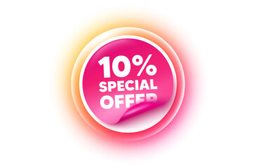 Discount sticker orange gradient. Paper offer price tag. 10 percent discount offer tag. Sale price promo sign. Special offer symbol. Sticker label. Grain dots effect. Vector