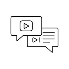 Two speech bubbles with video icons representing communication