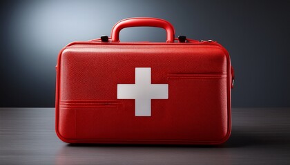 Obraz premium red first aid kit symbolizes readiness for medical emergencies
