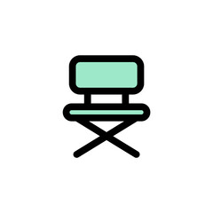 director's chair icon is designed with a recognizable color scheme. It's suitable for a variety of visual needs, such as digital media or other graphic design projects