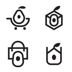 avocado fruit logo or icon with a simple shop concept