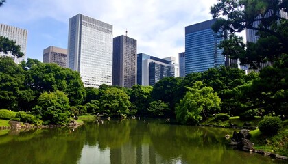Fototapeta premium City park reflection