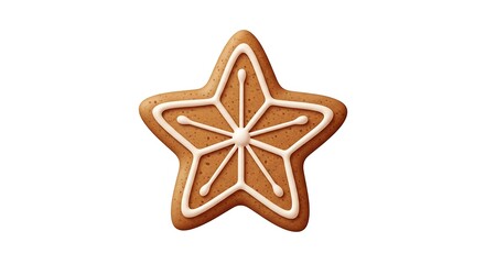 Star-shaped Christmas cookie with white icing, festive holiday baked good