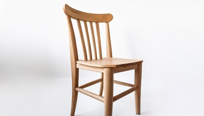 a rustic wooden chair with a white finish and natural wood seat placed against a white isolated background perfect for adding charm to any interior design or decor project