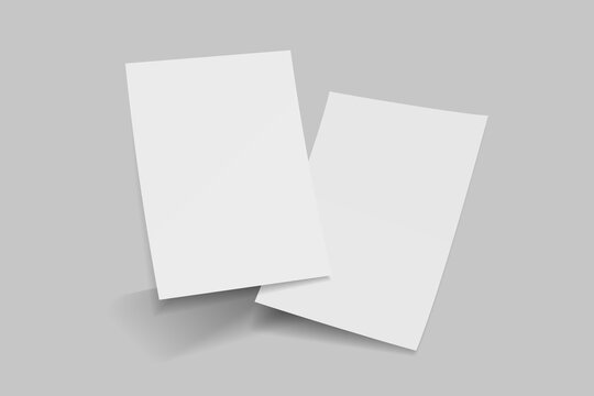 White paper file or folder mockup. A4 size paper mock up on isolated on white background. 3D illustration