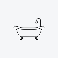 Vintage Bathtub Outline Icon antique