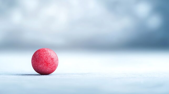 Single red easter egg on a light blue surface