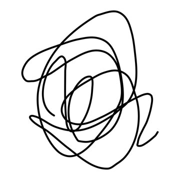 Abstract scribble chaotic line. Doodle chaotic line, curls, swirl, twirl, flourishes, chaotic lines. Simple vintage chaotic lines elements isolated on white background. Hand drawn chaos line